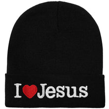 Load image into Gallery viewer, I Love Jesus Beanie Hat - Black