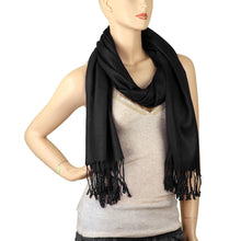 Load image into Gallery viewer, Women's Soft Solid Color Pashmina Shawl Wrap Scarf - Black