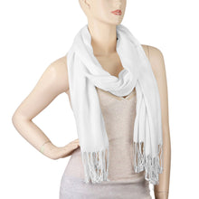 Load image into Gallery viewer, Women's Soft Solid Color Pashmina Shawl Wrap Scarf - White