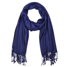 Load image into Gallery viewer, Women's Soft Solid Color Pashmina Shawl Wrap Scarf - Navy