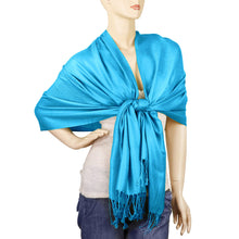 Load image into Gallery viewer, Women's Soft Solid Color Pashmina Shawl Wrap Scarf - Turquoise