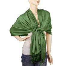 Load image into Gallery viewer, Women's Soft Solid Color Pashmina Shawl Wrap Scarf - Olive