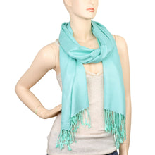 Load image into Gallery viewer, Women's Soft Solid Color Pashmina Shawl Wrap Scarf - Aqua Blue