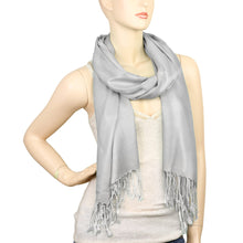 Load image into Gallery viewer, Women's Soft Solid Color Pashmina Shawl Wrap Scarf - Silver Grey