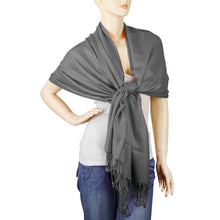 Load image into Gallery viewer, Women's Soft Solid Color Pashmina Shawl Wrap Scarf - Dark Grey