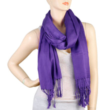 Load image into Gallery viewer, Women's Soft Solid Color Pashmina Shawl Wrap Scarf - Eggplant Purple