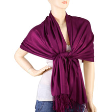 Load image into Gallery viewer, Women's Soft Solid Color Pashmina Shawl Wrap Scarf - Plum