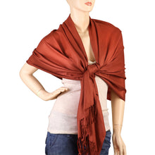 Load image into Gallery viewer, Women's Soft Solid Color Pashmina Shawl Wrap Scarf - Rust