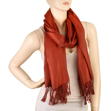 Load image into Gallery viewer, Women's Soft Solid Color Pashmina Shawl Wrap Scarf - Rust
