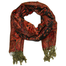 Load image into Gallery viewer, Women's Paisley Pashmina Scarf - Black Rust