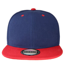 Load image into Gallery viewer, Hip Hop Style Snapback Hat Flat Bill Adjustable Size - Navy/Red