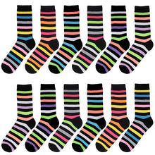 Load image into Gallery viewer, 12-Pack Women's Crew Socks Multicolor Striped
