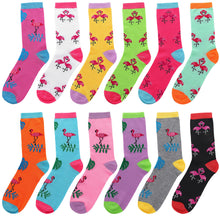 Load image into Gallery viewer, 12-Pack Women's Crew Socks - Flamingo