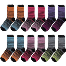 Load image into Gallery viewer, 12-Pack Women's Crew Socks - Universal Striped