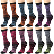 Load image into Gallery viewer, 12-Pack Women's Crew Socks - Universal Striped