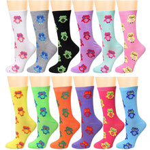 Load image into Gallery viewer, 12-Pack Women's Crew Socks - Owl