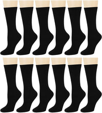 Load image into Gallery viewer, 12-Pack Women's Crew Socks Black