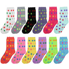 Load image into Gallery viewer, 12-Pack Women's Crew Socks Stars