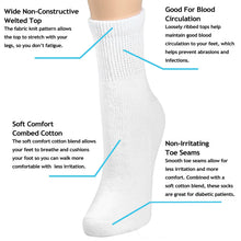 Load image into Gallery viewer, Falari Women Diabetic Socks Diabetes Edema and Circulatory Loose Fitting Cotton Quarter Socks - 6 Pairs BK/GY/NV/WT