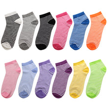 Load image into Gallery viewer, 12-Pack Striped Designed Women's Ankle Socks
