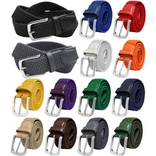 Load image into Gallery viewer, Falari Canvas Braided Stretch Belt with Silver Buckle